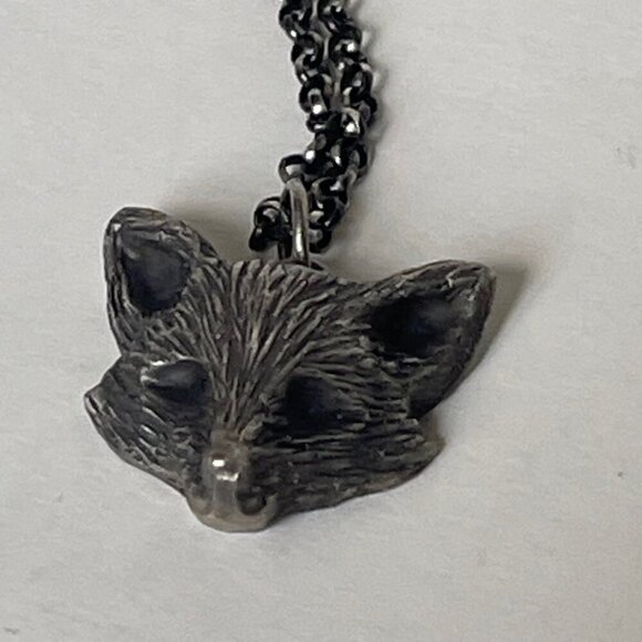 Necklace Sterling Silver Chain 18-inch Fox Oxidized Handcrafted Andree Chenier - Picture 6 of 9
